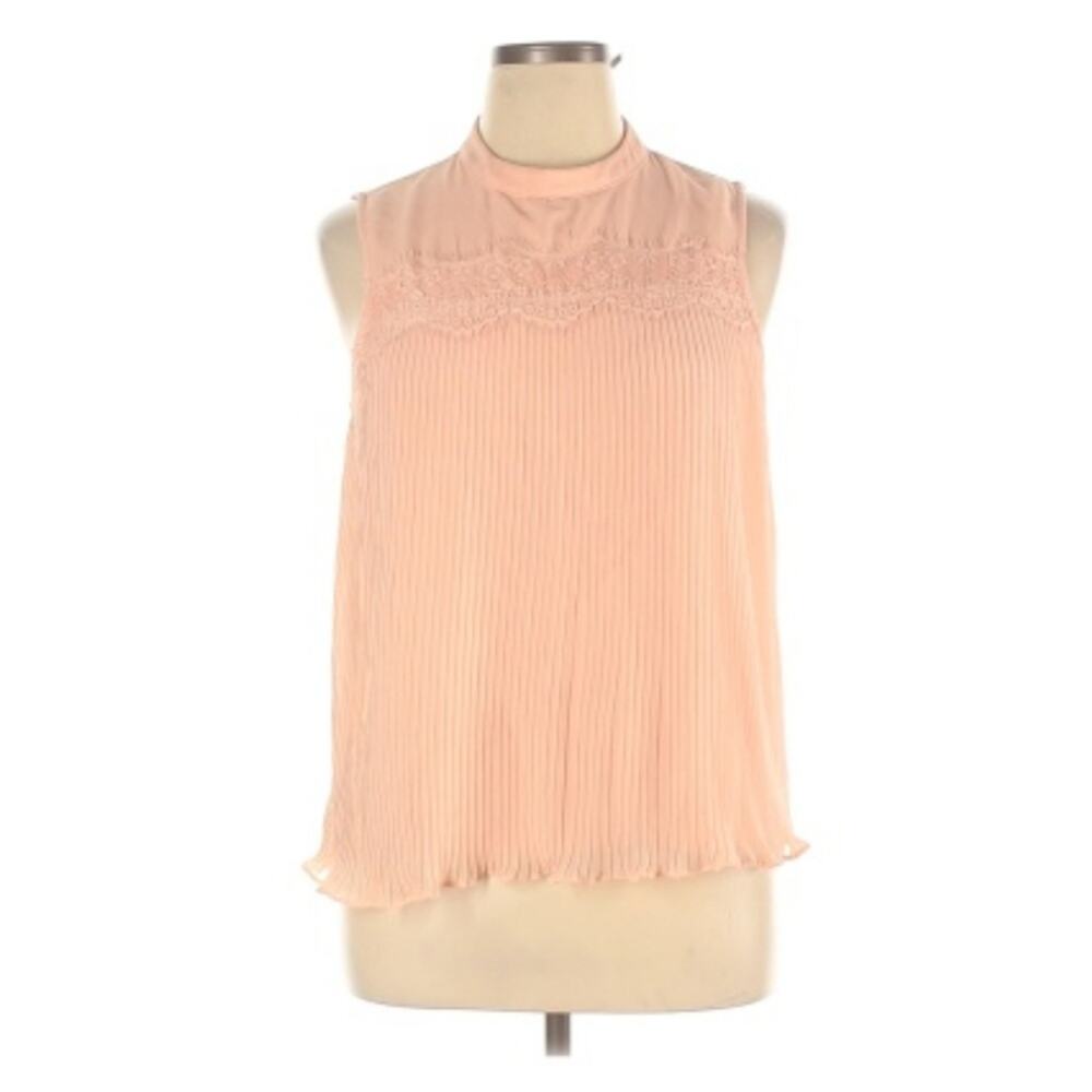 LC Lauren Conrad Sleeveless Pleated Lace Shirt XL